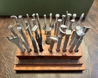 Full set of vintage leather tooling tools