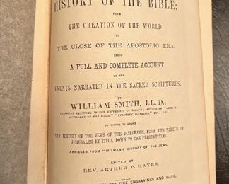 1871 History of the Bible with carved leather jacket