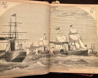 Set of 2 mid-1800’s large bound books of Gleason’s Pictorial Drawing Room Companion