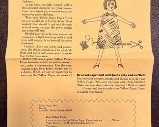 Rare 1960’s Yellow Pages paper dress with original order form!