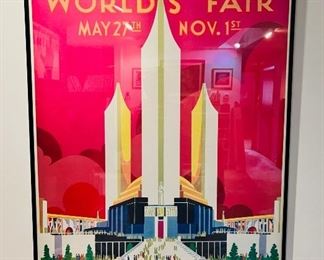 Original Chicago World’s Fair ‘A Century Of Progress’ framed poster, approx. 40 1/2” x 27”