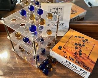 Fun vintage Tri Tac Toe game with glass marbles