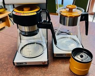 Vintage Norelco 12 Dial-a-Brew coffee maker with a Norelco +12 coffee pot hot plate and extra carafe