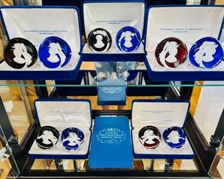 The Franklin Mint’s First Collection of Cameos in Crystal by Baccarat with original velvet cases and packaging