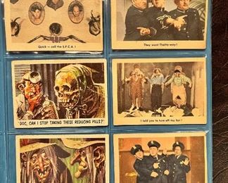 8-page album of 1940’s/50’s/& 60’s collector cards.  Included are 1940 Lone Ranger cards, 1941 Uncle Sam cards, 1960’s Topps Civil War News cards and The 3 Stooges cards.  This will be sold as a complete album