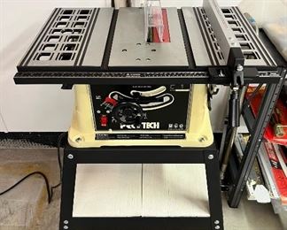 Like New vintage Pro-Tech 10” Bench Saw with power tool stand