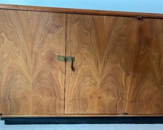 Walnut credenza made for the Pattern 12 Collection of Founders Furniture by Jack Cartwright.  This piece is missing the four black wood legs and will be sold separate from the custom made glass front display top