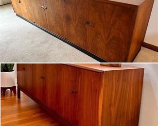 Walnut credenza made for the Pattern 12 Collection of Founders Furniture by Jack Cartwright.  This piece is missing the four black wood legs and will be sold separate from the custom made glass front display top