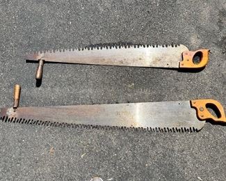 Antique 48” & 42” two-person hand saws