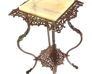 
Marble Top Wrought Iron 2-Tier Plant Stand