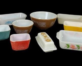 
Pyrex & Fire King By Anchor Hocking Casserole Dishes, Mixing Bowls & Butter Dish