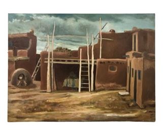 
Wendell M. Upchurch Architectural Landscape Oil On Canvas Painting