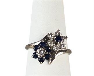 
14K Gold Sapphire & Diamond Flower Ring