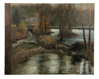 
Impressionist Autumn Landscape Oil On Canvas Painting