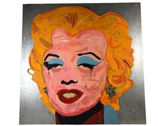 
1992 Signed Tony Lordi Mixed Media On Board, "Marilyn With Rhinestone Earrings"