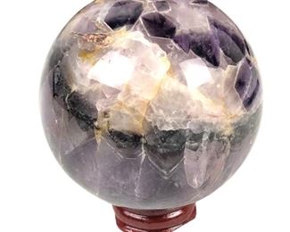 
Polished Natural Amethyst Sphere With Wood Stand