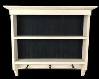 
Vintage Farmhouse Entryway Wall Shelf With Coat Hooks