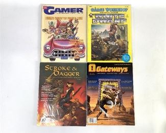 The Gamer No. 4, Games Workshop White Dwarf No. 107, Stroke & Dagger No. 2, Gateways No. 13