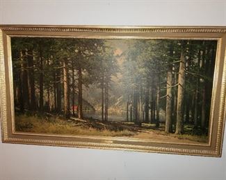 Vintage Robert Wood "Pine Grove Lake" framed print (reproduction)