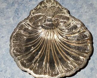 Freidman silver plated shell dish with dragon emblem 