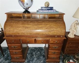 Beautiful wood roll top desk.  
