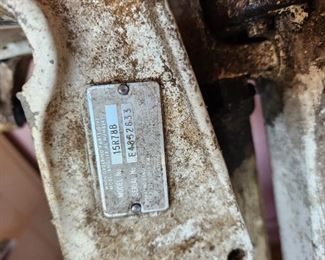Serial number tag from Johnson outboard motor