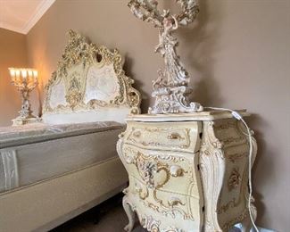 French Rococo Nightstand and Headboard