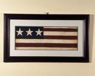 WARREN KIMBLE AMERICAN FLAG | Warren Kimble 1993, with three stars and seven stripes
Dimensions: w. 23 in x h. 13 in