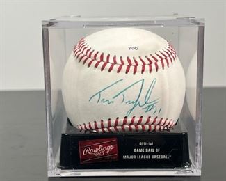 TIM TEUFEL  |  [SIGNED BASEBALL] Signed #11, official game baseball in a display case