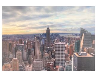 New York City Print | View of Manhattan with the Empire State Building in the center, in a white frame