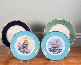 (4pc) Decorative Plates | Including two plates showing ships at sea, and a Rosenthal Selb Germany Pickard plate
Dimensions: l. 11’ in
