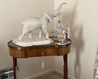 Cybis Elephant and small desk by Baker
