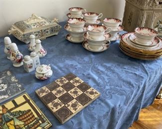 Tiles and tableware.