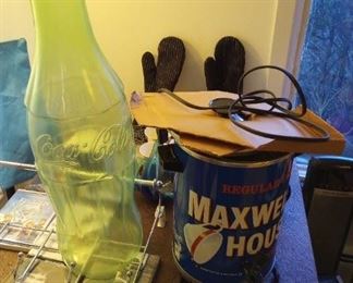 Coke bottle Bank and Giant Maxwell House Coffee Urn / Coffee Maker, satisfying the Whole Office, LoL!!