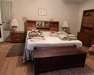 Artefacts by Henrendon Mid Century Bedroom Set-bedroom set has modified handles but original handles can be put back on. Mattress, Antique Blanket Box/Chest