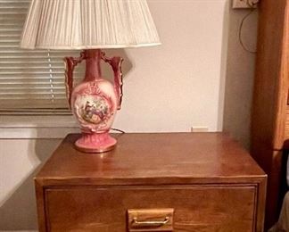 Artefacts by Henrendon Bedside Tables, Antique Lamp