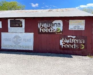 Vintage Signs-M-G Feed, Nutrena Feed, Garst