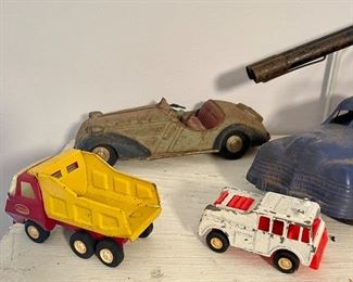 Vintage 5” Toy Tonka Truck, Vintage Tin Litho Wind-Up Toy Car Germany US Zone