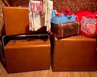 Vintage Samsonite Luggage, Vintage Farmhouse Tablecloths
