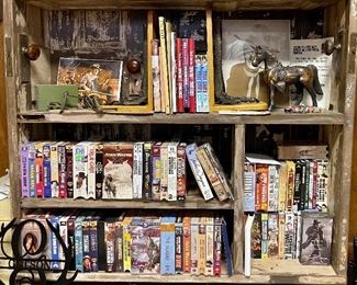 Unique Emu Leg Bookends, Vintage Bronze Horse, John Wayne DVDs and VHS Tapes, Recipe Books, Old Bits