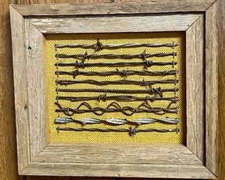 Framed Antique Barbed Wire