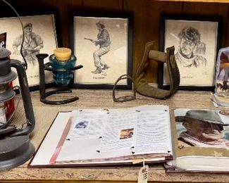 John Wayne Signed Numbered Prints by Ron Adair, Bradford Exchange John Wane Memorabilia, Old Stirrup, Old Lantern
