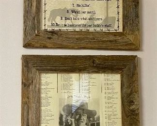 Cowboy Ten Commadments, Framed John Wayne Movies