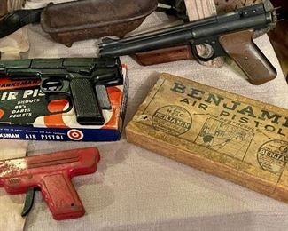 Vintage Benjamin .22 Cal Air Pistols, Marksman Air Pistol, Vintage Pressed Steel Water Pistol