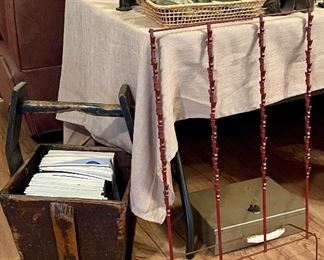 Antique Water Bucket, Vintage General Store Chip Holder, Lock Box