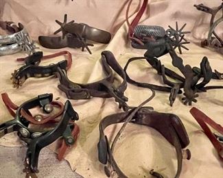We’ve got spurs that jingle jangle jingle……Old Spur Collection, Vintage Nailhead Spur Co Spurs-Burnet Tx, Civil War Era Spurs, Buermann Spurs