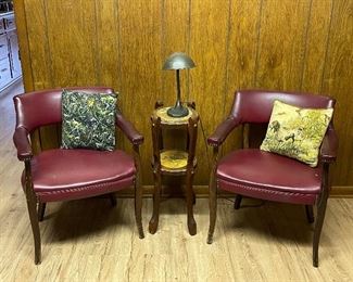 Vintage Red Leather Office Chairs