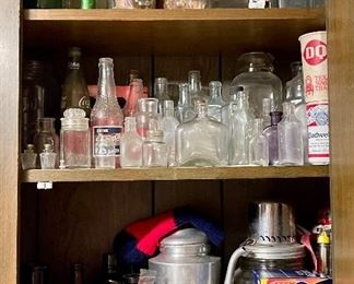 Old Bottle Collection, Vintage Gem Dandy Electric Churn, Vintage Aluminum Coffee Pot