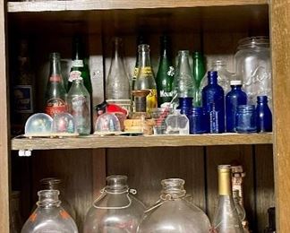 Old Bottle Collection, Old Bordens Milk Bottles, Cobalt Bottles, Old Soda Water Bottles