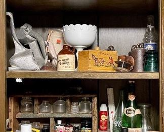 Vintage Nobility Radio, Butter Mold, Primitive Tool Box, Old Bottles